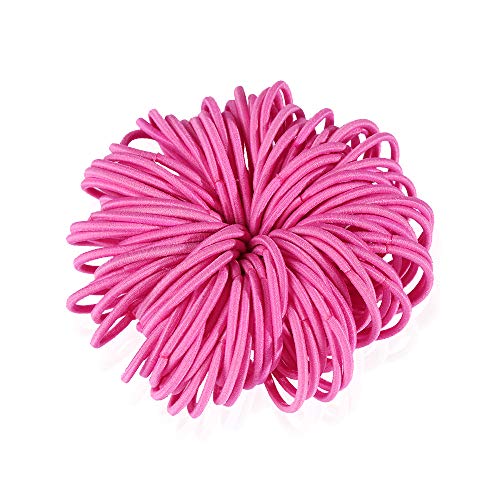 100pacs Solid Color Elastics No Crease Hair Ties Hair Durable Thin Elastic Rubber Band Accessories (pink)