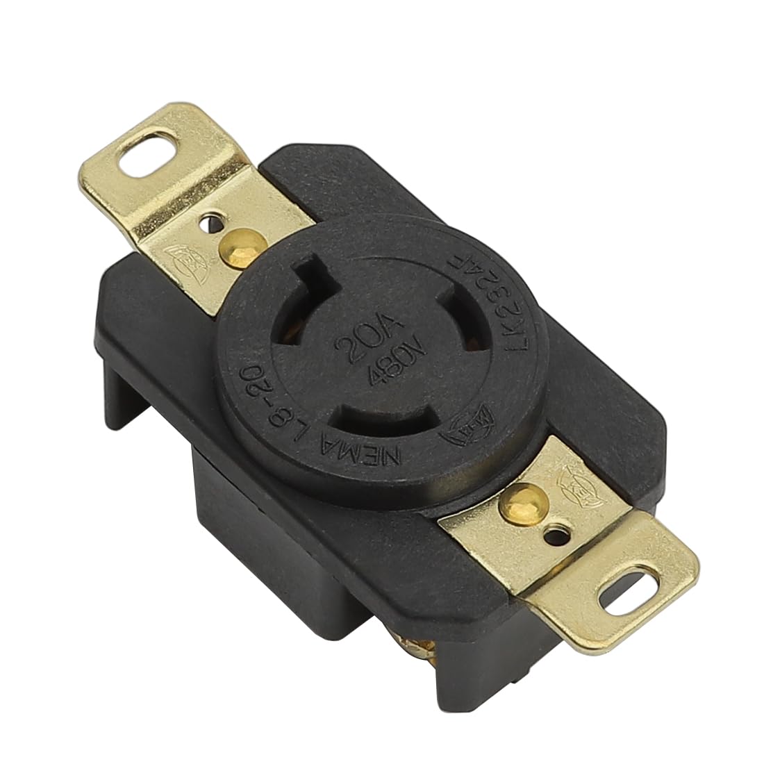 Nema L8-20R 20A 480V 2 Pole 3 Wire Industrial Grade Locking Female