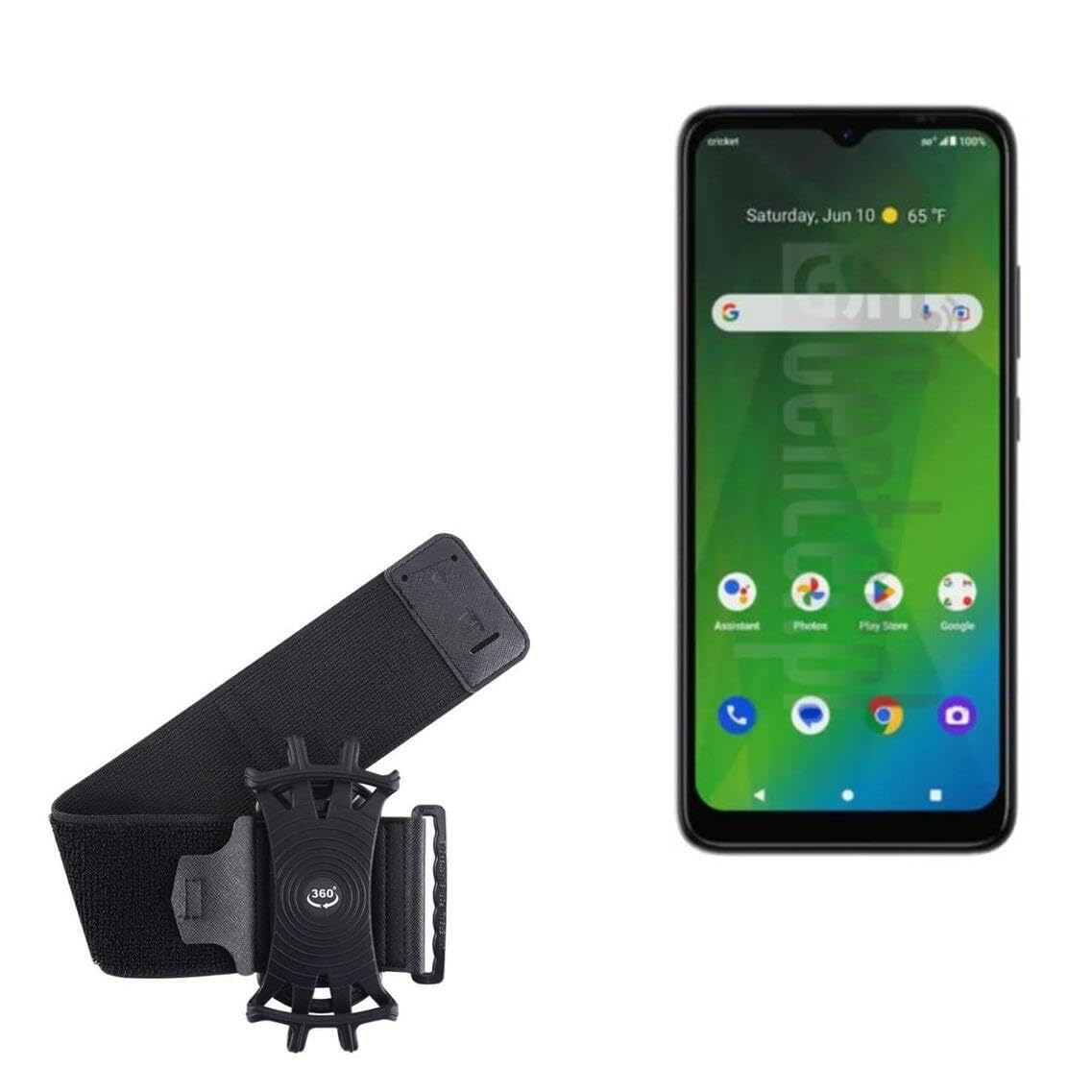 BoxWave Holster Compatible with Cricket Icon 5 - ActiveStretch Sport Armband, Adjustable Armband for Workout and Running - Jet Black