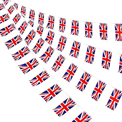 [AMPIA APPLICAZIONE]: Le corde Union Jack possono essere utilizzate per le decorazioni dell'anniversario di platino della Regina, per le parate di compleanno della Regina, per le feste a tema reale, per il giardino di casa, per le decorazioni dei bar, ecc. Per mostrare il vostro orgoglio per la Gran Bretagna e celebrare questo evento monumentale.