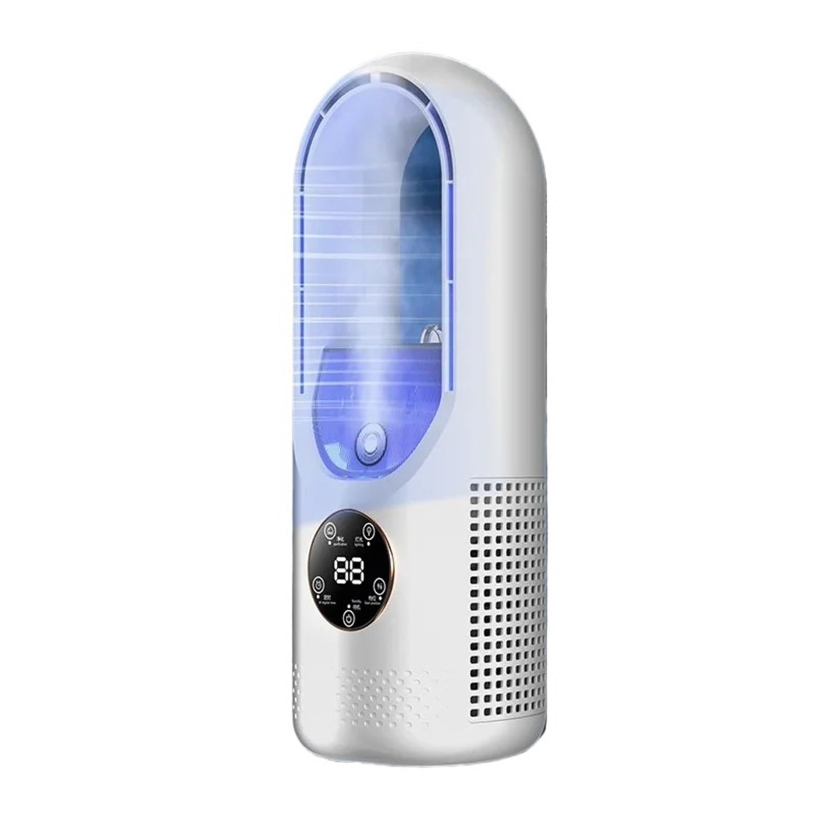Home Bladeless Desktop Misting Fan Cooling Hydration Tower Airflow Comfort Refreshing Breeze(USB in White)