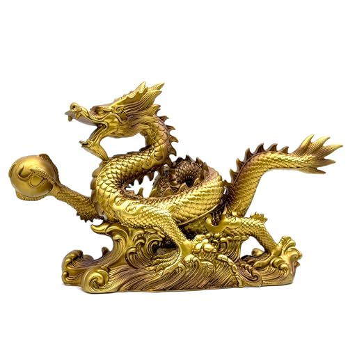 Estatua Dragón Feng Shui Chino Resina 13.6 pulg miniatura 3