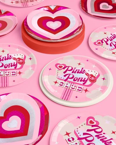 xo, Fetti Pink Pony Club Paper Plates | 24 pcs 9" | Bachelorette Decorations, Dinner Party Setting, Birthday Decor, Cute Pink Tablescape