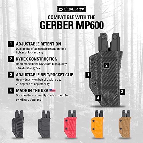Image of Clip & Carry Kydex Multitool Sheath for Gerber MP600 ~Fits bluntnose & needlenose Models~ Made in USA (Multi-Tool not Included) Multi Tool Holder Holster