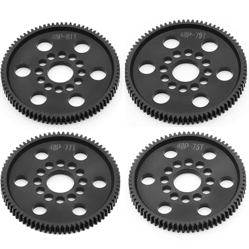 48P High-Precision Machined POM Spur Gear Set (75T 77T 79T 81T) - Ultra-Smooth Silent Lightweight Spur Gear for 3RACING Sakura RC Drift/Touring 1/10 Cars