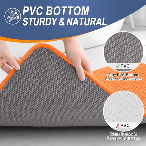 Image of OLANLY Thick Memory Foam Bathroom Runner Rugs 44x24, Extra Soft Absorbent Long Bath Rug, Quick Dry Bath Mat, Non-Slip, Machine Washable Mat for Bathroom, Tub and Shower, Home Decor Accessories, Orange
