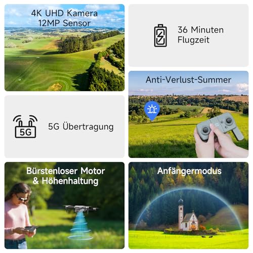 Drohne mit Kamera 4K für Erwachsene, S20 Lite FPV Drone für Anfänger, RC Quadrocopter mit Bürstenloser Motor, 36 min Flugzeit, Höhenhaltung, Kreisflug, Geschenk Spielzeug für Kinder (165 g) – Bild 3