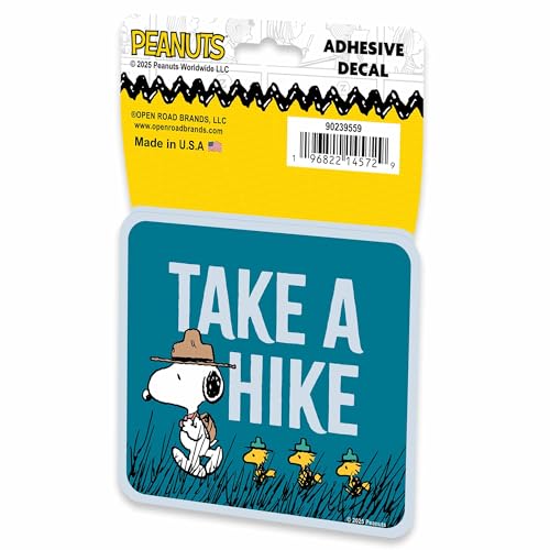 Image of Peanuts Snoopy Take a Hike Adhesive Vinyl Decal - Funny Snoopy Sticker for Car, Water Bottle or Laptop
