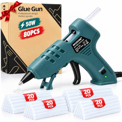 MAXDONE Pistola de Silicona Caliente 50W Reparación rápida con 80 barras