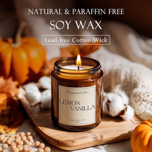Putart Lemon Vanilla Scented Candle for Home, Natural Soy Wax Aromatherapy Non Toxic Candle Gifts for Women & Men, Handmade Highly Scented & Long Lasting Jar Candle for Stress Relief (9oz) - Image 5