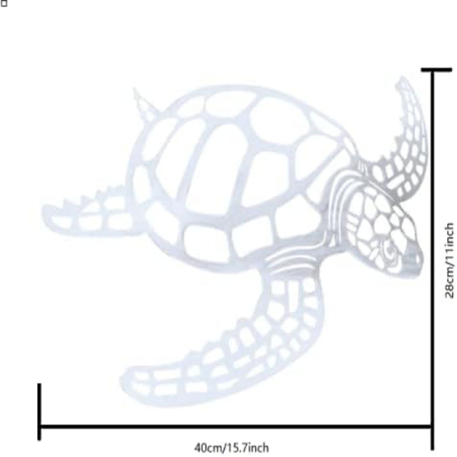 Silver Metal Turtle Silhouette Wall Art Decor, Ocean Sea