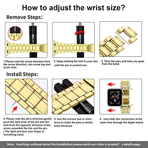 MioHHR Solid Stainless Steel Straps Compatible with Apple Watch Strap 45mm(Series9/8/7) 44mm(Series6/5/4) 42mm(Series 3/2/1) - Image 4