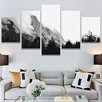 SIGNWIN 5 Panel Canvas Wall Art Foggy Scenery for Home Decorations Ready to Hang - 60