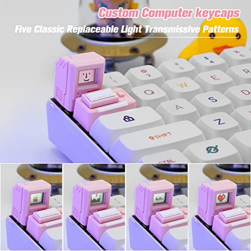 Image of HELOIA Custom Magnetic Light Transmission Keycaps for Esc and Tab Keys - Classic Retro Mechanical Backlit Keyboard for GK61 GK64 SK87 GH60 PC Gamer and Most Keyboards (Pink)