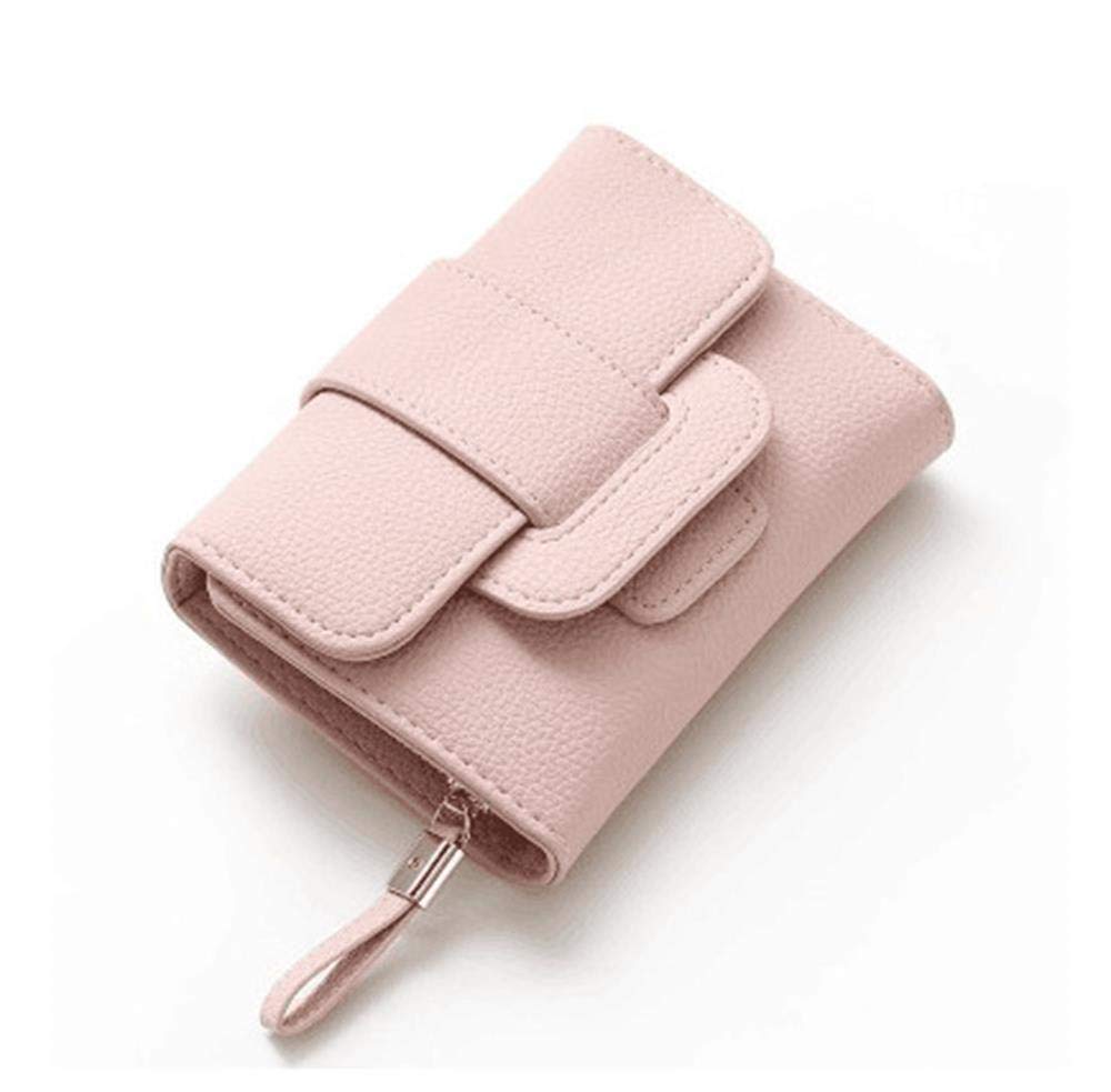 Women' Elegant Soft Compact Wallet Multi Card Slots Short Purse-Pink
