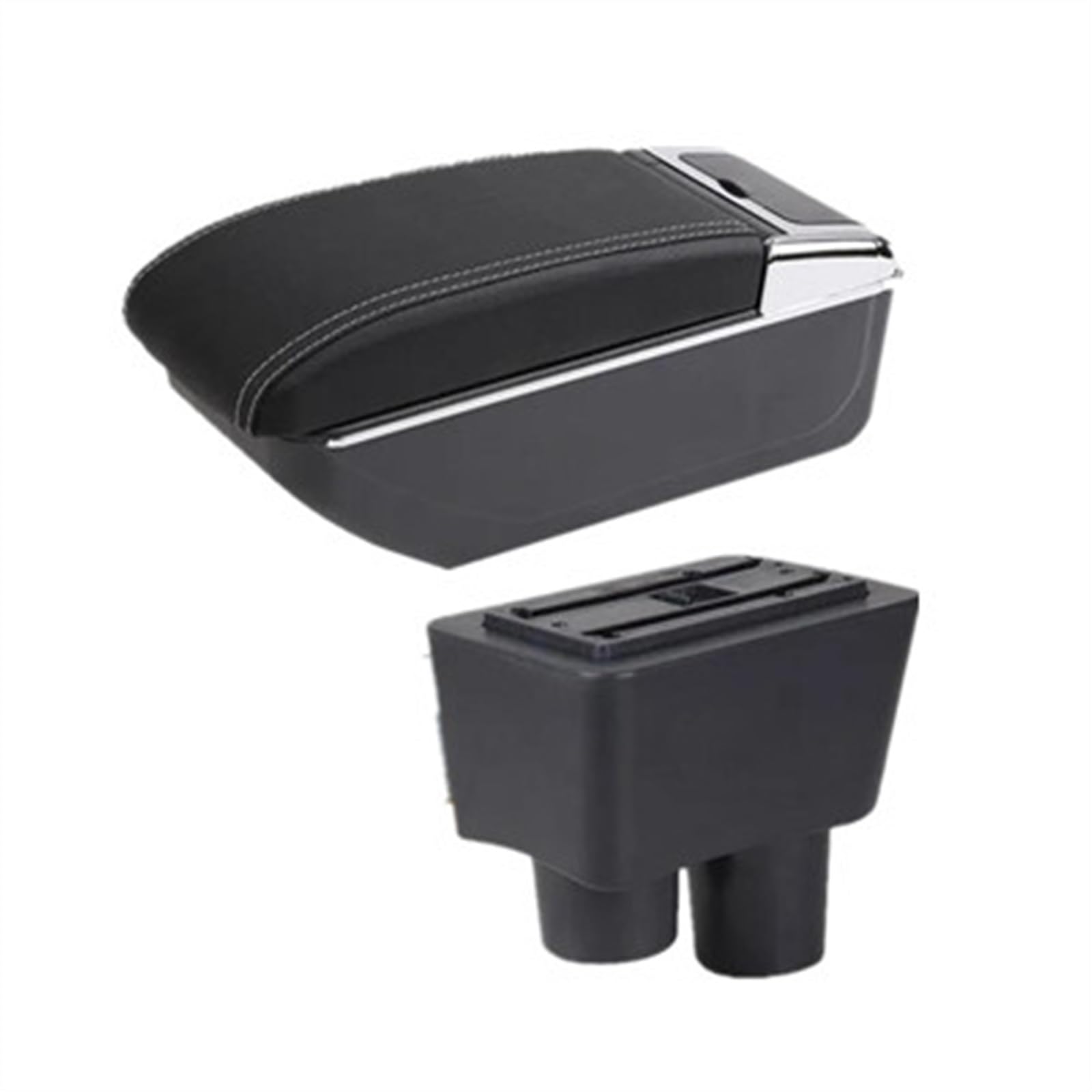 NOHEEU Car Interior Accessories Center Console Storage Box Multifunctional Armrest For Almera For Versa(B white line)