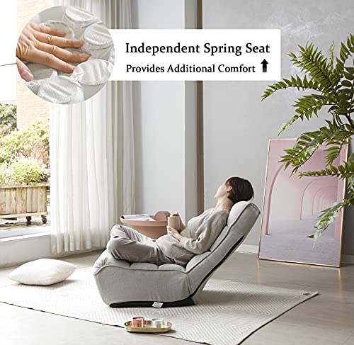 Indoor Chaise Lounge Chair, 3 Angles Adjustable Floor Chair, Folding Lazy Sofa Couch For Teens And Adults, Cushion Padded Comfy Chair For Living Room And Bedroom (Light Grey) #TOP3