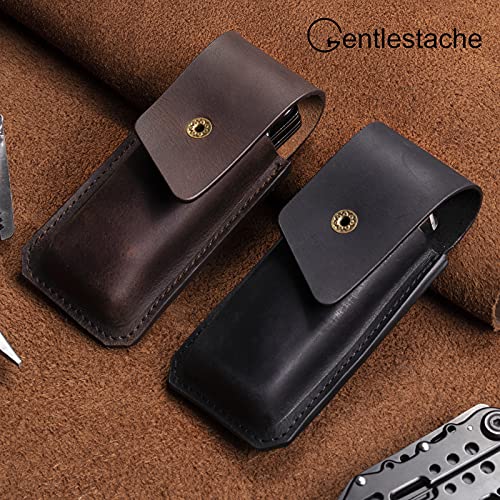 Gentlestache Multitool Sheath For Belt, Edc Leather Belt Organizer, Belt Sheath For Multitool And Flashlight, Large Capacity Edc Belt Pouch For Men Color Black #TOP7