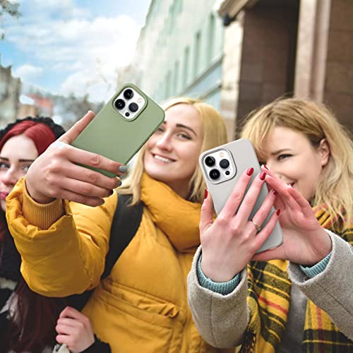 Aotesier Shockproof Designed For Iphone 13 Pro Case, Liquid Silicone Phone Case With [Soft Anti-Scratch Microfiber Lining] Drop Protection 6.1 Inch Slim Thin Cover (Tea Green) #TOP6