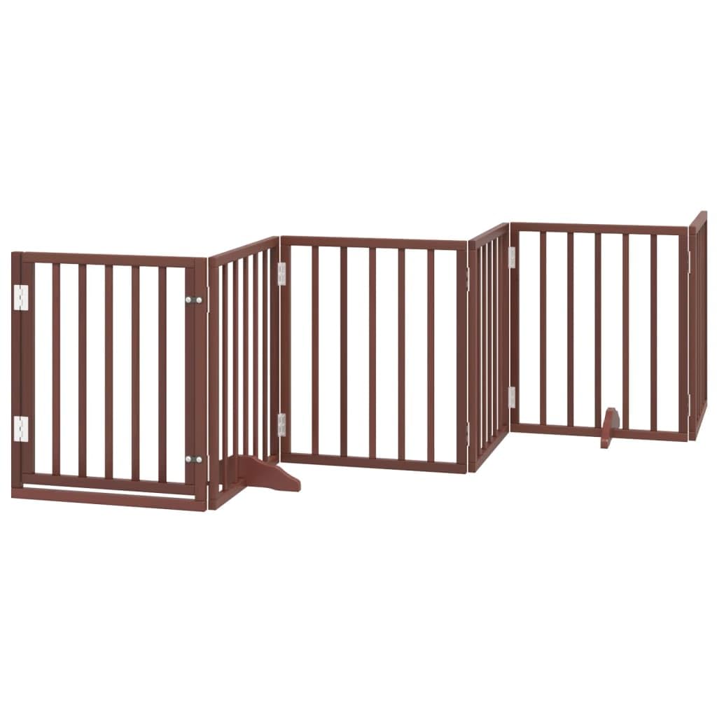 Homgoday Puerta de Perros Plegable 12 Paneles Madera álamo marrón 600 cm Barrera de Seguridad para Mascotas para Mascotas Pequeña Barrera de Seguridad para Escalera Pasillo