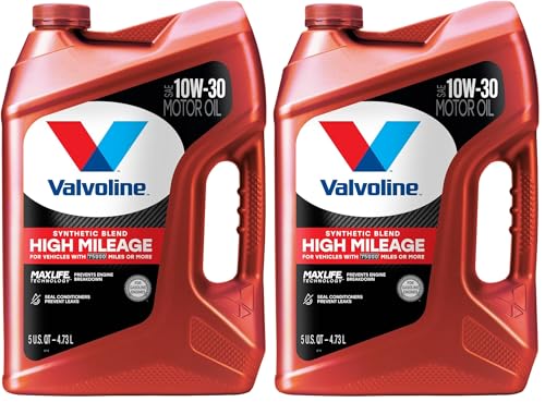 Valvoline High Mileage with MaxLife Technology SAE 10W-30 Synthetic Blend Motor Oil 5 QT (Pack of 2)