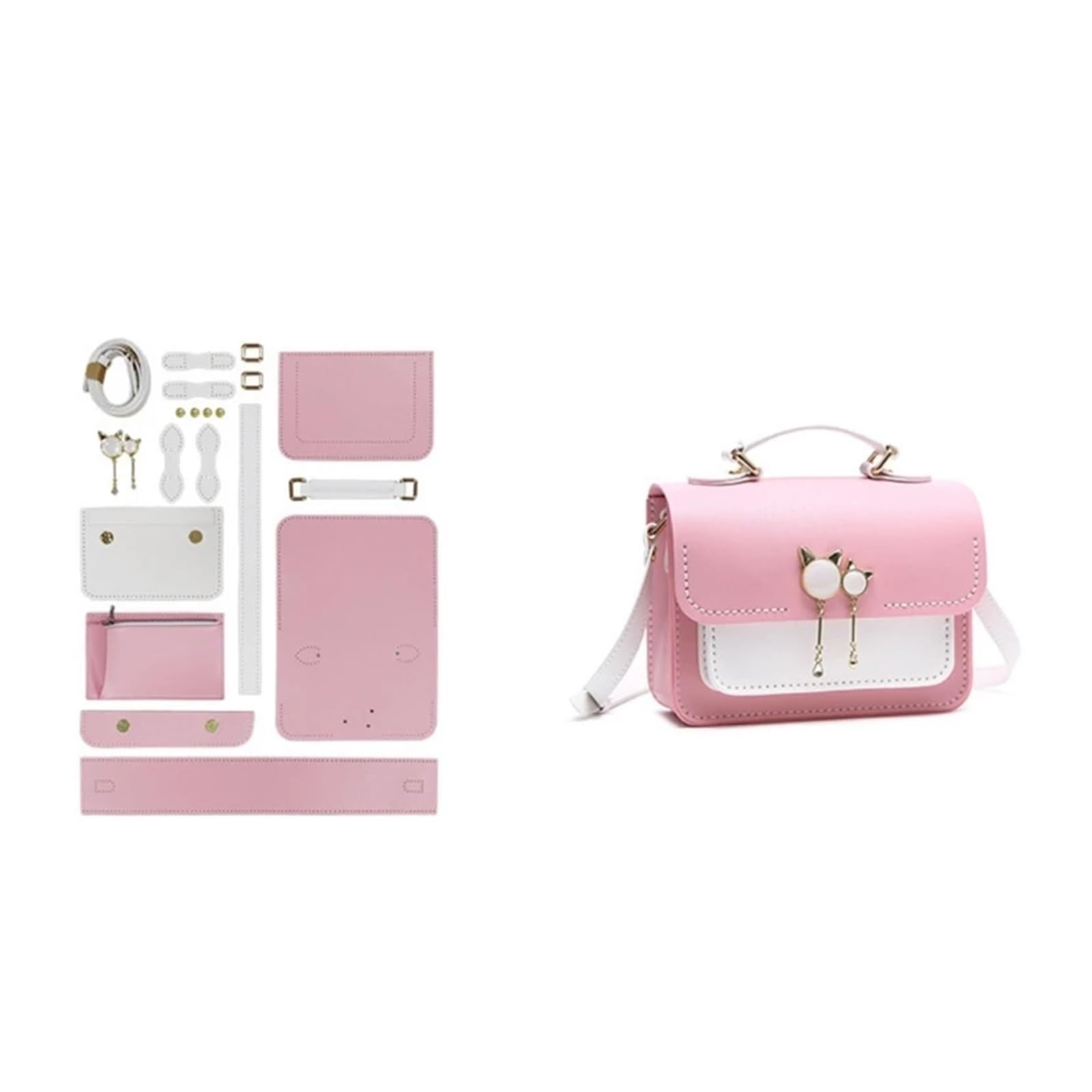 Kit de Fabricación de Bolsos de Cuero Kit de fabricación de bolsos, bolso de cuero PU, bolso de hombro tipo bandolera DIY, artesanía de costura for mujeres, mamá, novia, regalo de cumpleaños Materiale