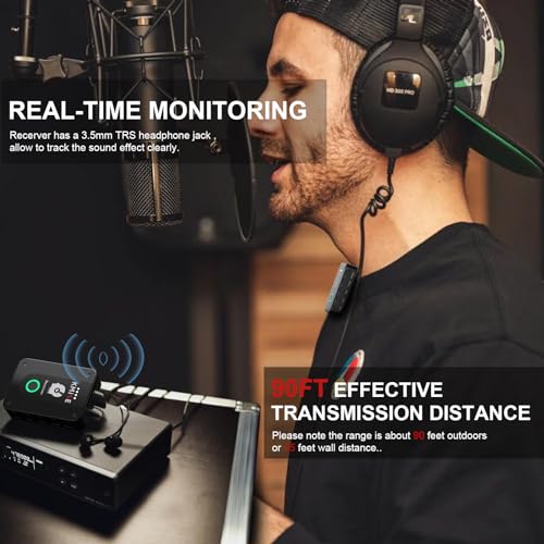 Image of Wireless in-Ear Monitor System, Pro 2.4G Stereo /Mono Wireless IEM System with Transmitter and Receiver Automatic Pairing, for Studio, Band Rehearsal, Live Performance.
