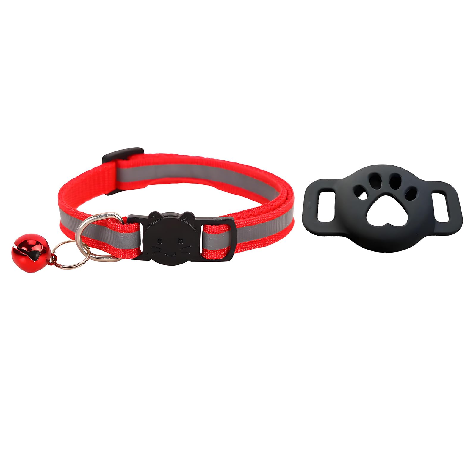 1 Unidad De Collar Para Gatos Con Soporte Compatible Con Airtag, Collar Gps Reflectante Y Elástico, Rojo, Ajustable Y Antiestrangulamiento