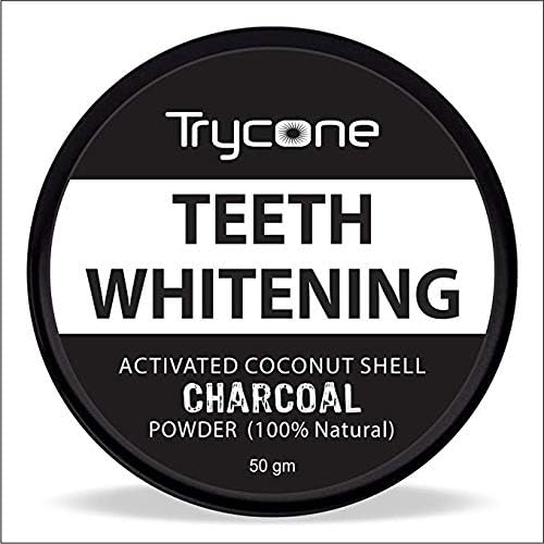 Trycone Coconut Shell Activated Charcoal Instant Teeth Whitening Powder,SLS and Fluoride Free,100% Natural - 50 Gm