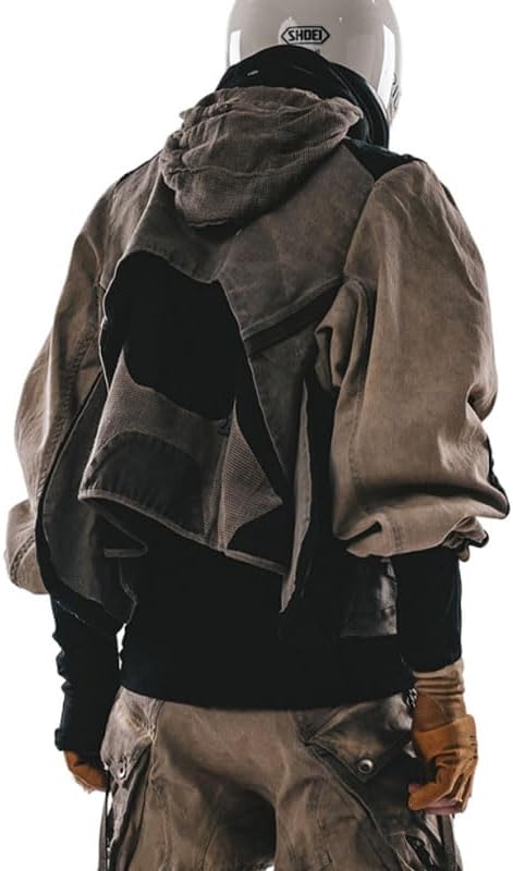 Multi Pockets Deconstructive Jacket Storage Net Cap Stacked Function Style Loose Short Coat for Men