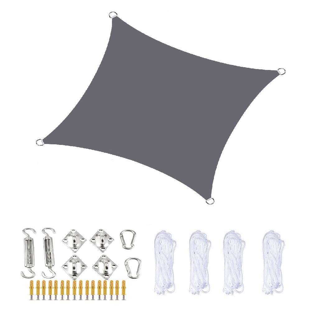 Voile d'ombrage rectangulaire imperméable 2.5x2.5m gris anti-UV pour jardin