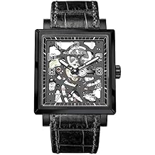 AGELOCER Mens Watch Skeleton Fashion Automatic Machinery Luminous Analog Square Wristwatch