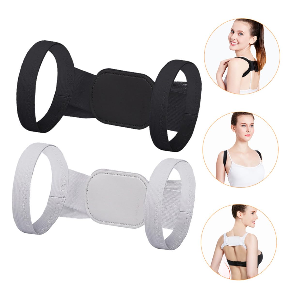 2pcs Humpback Correction Belt for Adults Posture Support Straps Black and White Durable Design for Back Straightening and Pain Relief