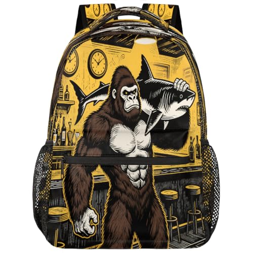 Mochila escolar para estudiantes universitarios con compartimento de laptop y diseño Bigfoot Shark