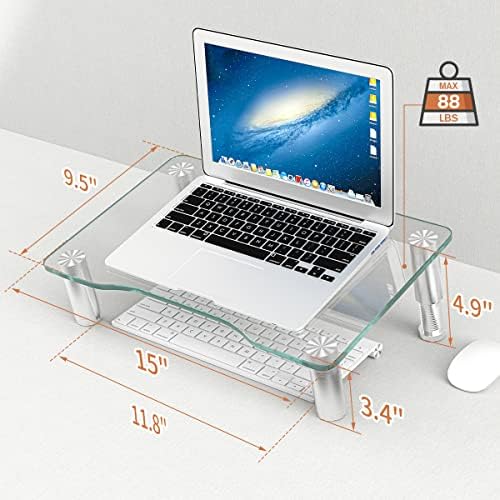 2 Pack Computer Monitor Stand Riser with Height Adjustable Multi Media Desktop Stand for Computers, Laptops & TVs