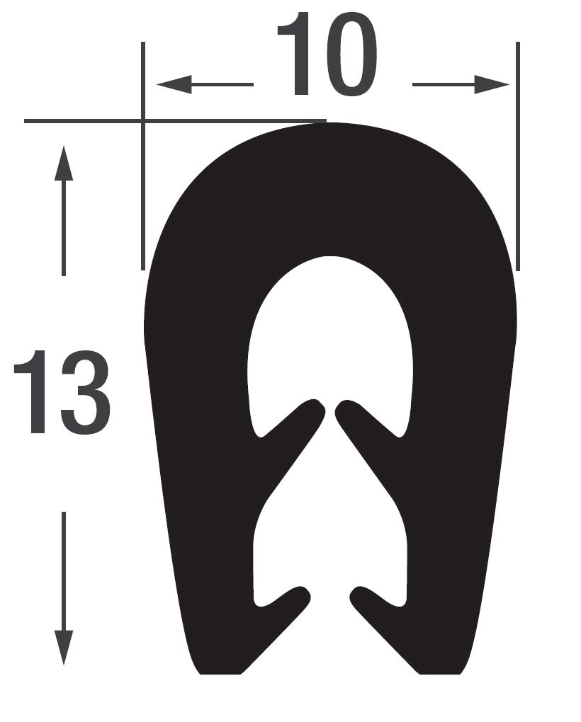 SMI-Kantenschutz KS-TPE1-2S für 1,0-2,5mm TPE Schwarz selbstklemmend ohne Kleber rostfrei ohne Metalleinlage- Kantenschutzprofil, Kederprofil, Kantenprofil für Autotüren, Bleche (100 m)