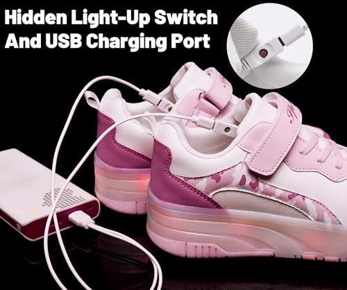 LED Roller Skates Shoes 4 Wheel Skating for Kids 5-15 Years -12 Light Modes Boys Girls Light Up Sneakers for Birthday2