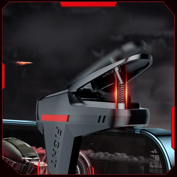 Image of Cubonic DY05 PUBG Gaming Trigger, 6 Fingers Trigger with Sensitive Aim and Shoot Smartphone Joystick (Red Grey)