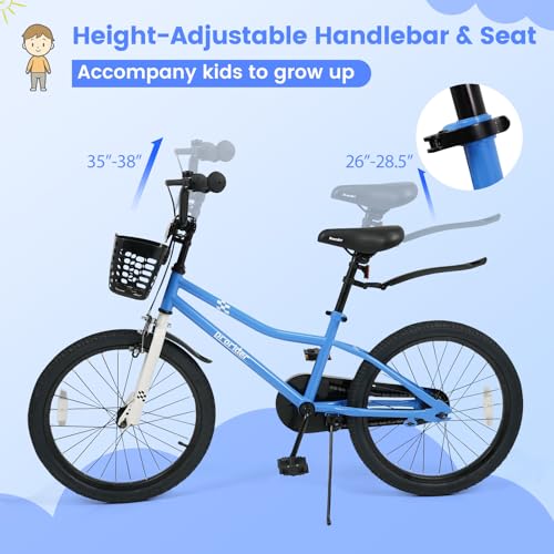 Image of BABY JOY Kids Bike, 12 14 16 18 Inch Boys Girls Bike for 3-8 Years w /Training Wheels, 20 Inch Children Bicycle for 8+ Teens w /Kickstand, Handbrake, Coaster Brake & Removable Basket, Sporty Bicycle