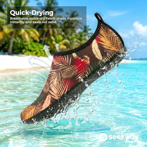 Image of SEEKWAY Water Shoes Women Men Adult Quick-Dry Aqua Socks Barefoot Non Slip for Beach Swim River Pool Lake surf Black SK002(U)