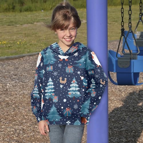 Kids Hoodies Sweaters Christmas Xmas Santa Claus Hooded Sweatshirts with Big Pockets for Boys Girls B04003644