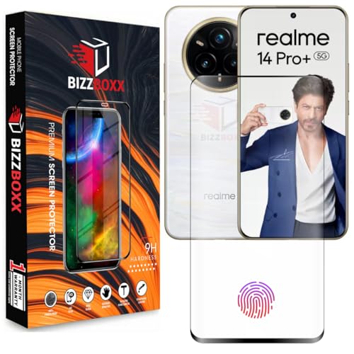 Image of Compatible With Realme 14 Pro+ 5G Full Glue Tempered Glass Screen Protector Guard Quad Curved Edges - Fingerprint Working, UV Glue Not Required (For Realme 14 Pro Plus, 6.83 Inch) - 1Pack