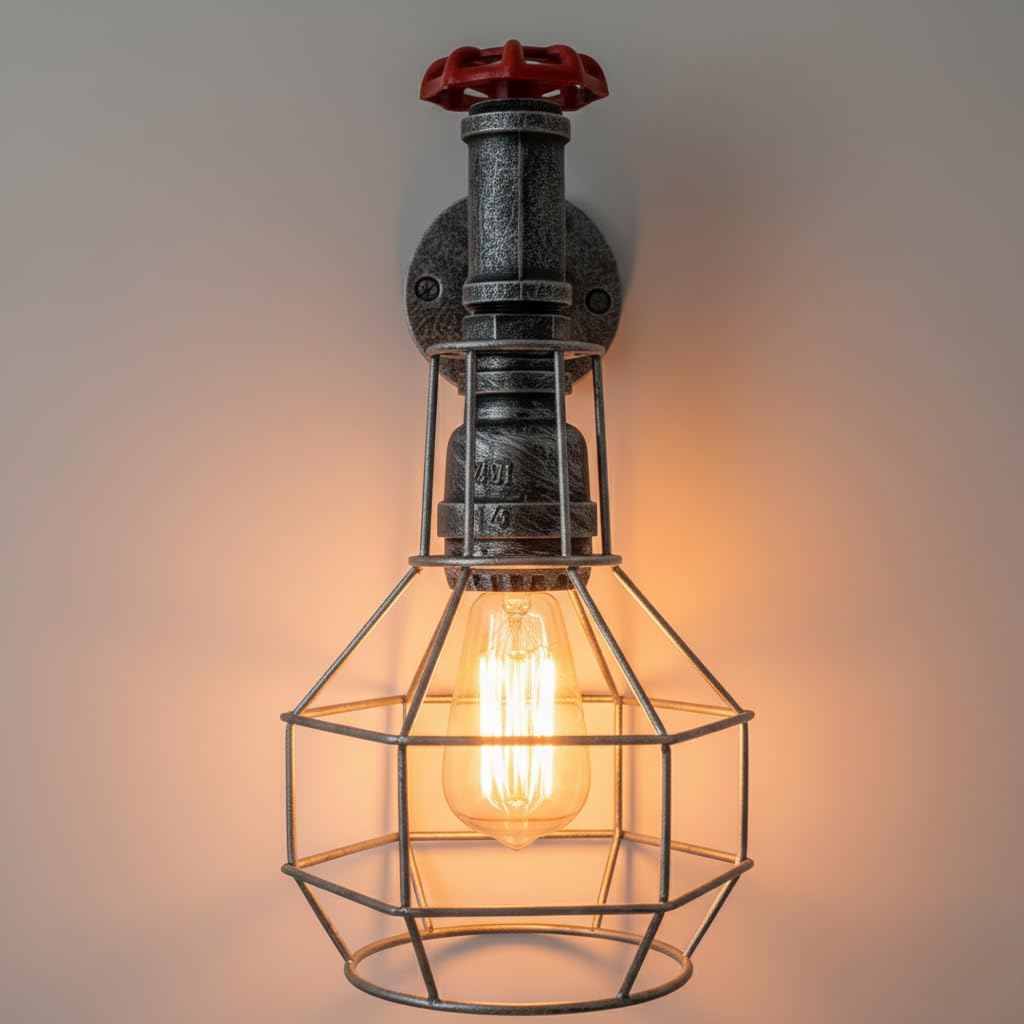 DC VOLTAGE Vintage Industrial E27 Steampunk Wall Light with Bird Metal Cage, Rustic Retro Wall Sconce Lamp for Bedroom Living Room Bar Café Restaurant Hallway Loft Industrial Lighting