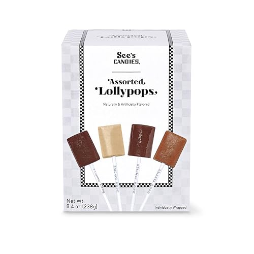 See’s Candies 8.4 oz Assorted Lollypops, Classic Flavors - Vanilla, Butterscotch, Chocolate, Coffee - Assorted - 8.4 Ounce (Pack of 1)