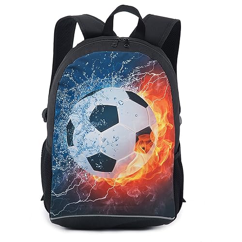 Mochila adolescente, Universe Space TrendyMax Galaxy Pattern Mochila fofa para escola, Burning Football, 17.2 * 11.7 * 5.5 Inch, Mochila clássica