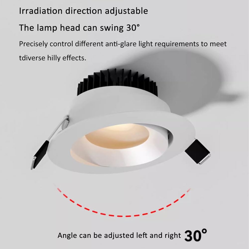 7W Antyodblaskowe Lampy Sufitowe Led, Nowoczesne, Proste Aluminiowe Reflektory, Okrągłe Panele Sufitowe, Lampy Wpuszczane Do Wnętrz W Centrach Handlowych I Lokalach Handl,-3000K