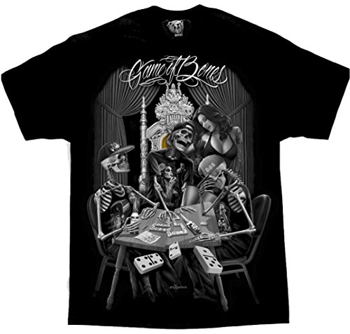 Game of Bones Dominoes Skeletons David Gonzales Men s DGA Art T Shirt Large Black