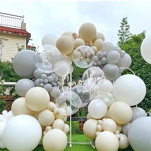 Image of 412pcs Sand White Balloon Garland Arch Kit 18 12 10 5 Inch Different Sizes Matte Neutral Latex Cream Balloons for Baby Shower Birthday Wedding Party Decoration