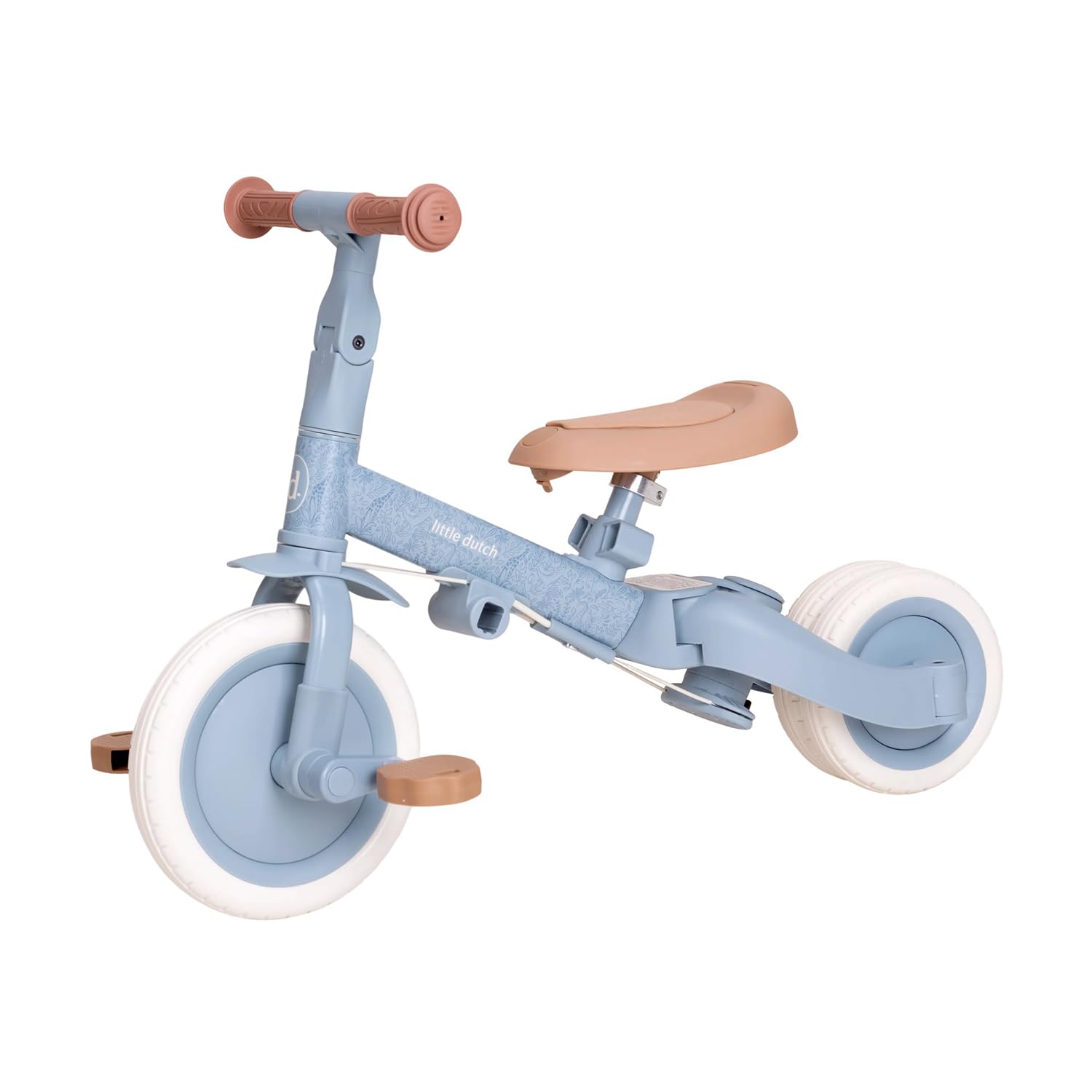 Little Dutch Triciclo 4 en 1, incluye barra de empuje, pedales, cinturón de seguridad y anillo, triciclo infantil, para niños y niñas a partir de 1-3 años, color azul