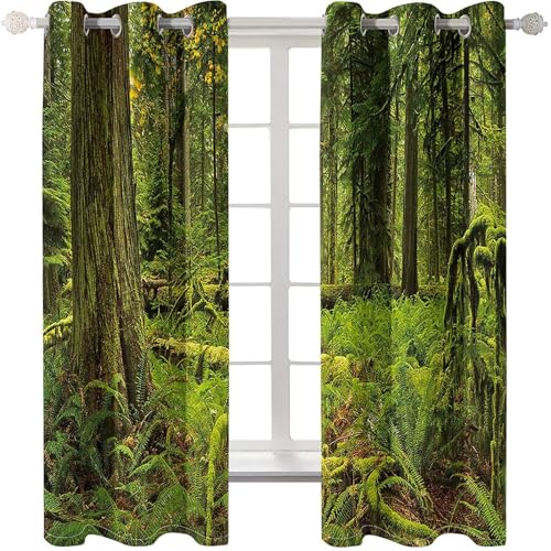 Homxi Drapes for Kitchen Blackout 2 Panels Set,2 x 38W x 72H in,Window Curtain with Eyelets Trees Scenery Drapes Dining Room Window Green